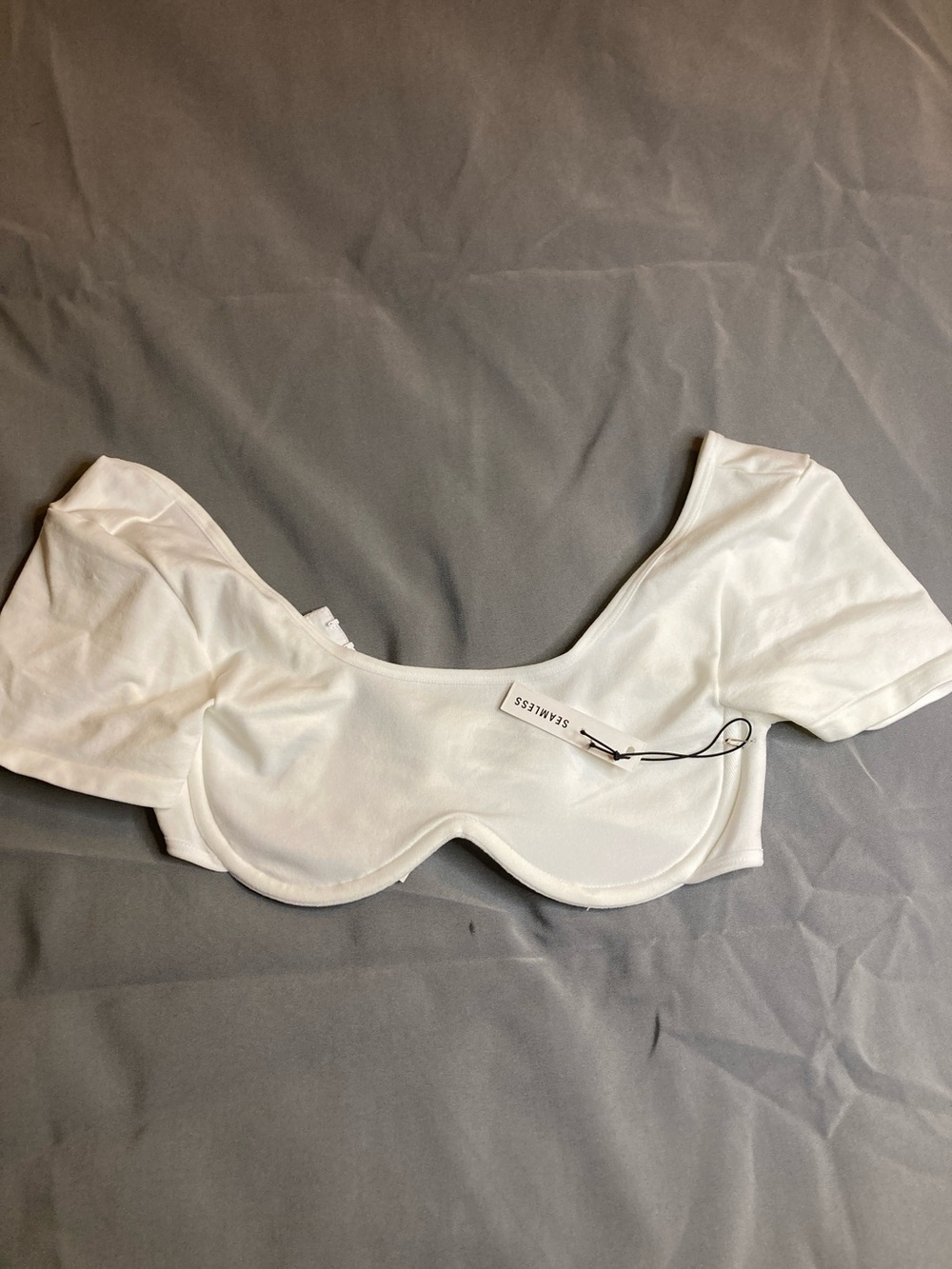 Forever 21 White Underwire Short Sleeve Crop Top